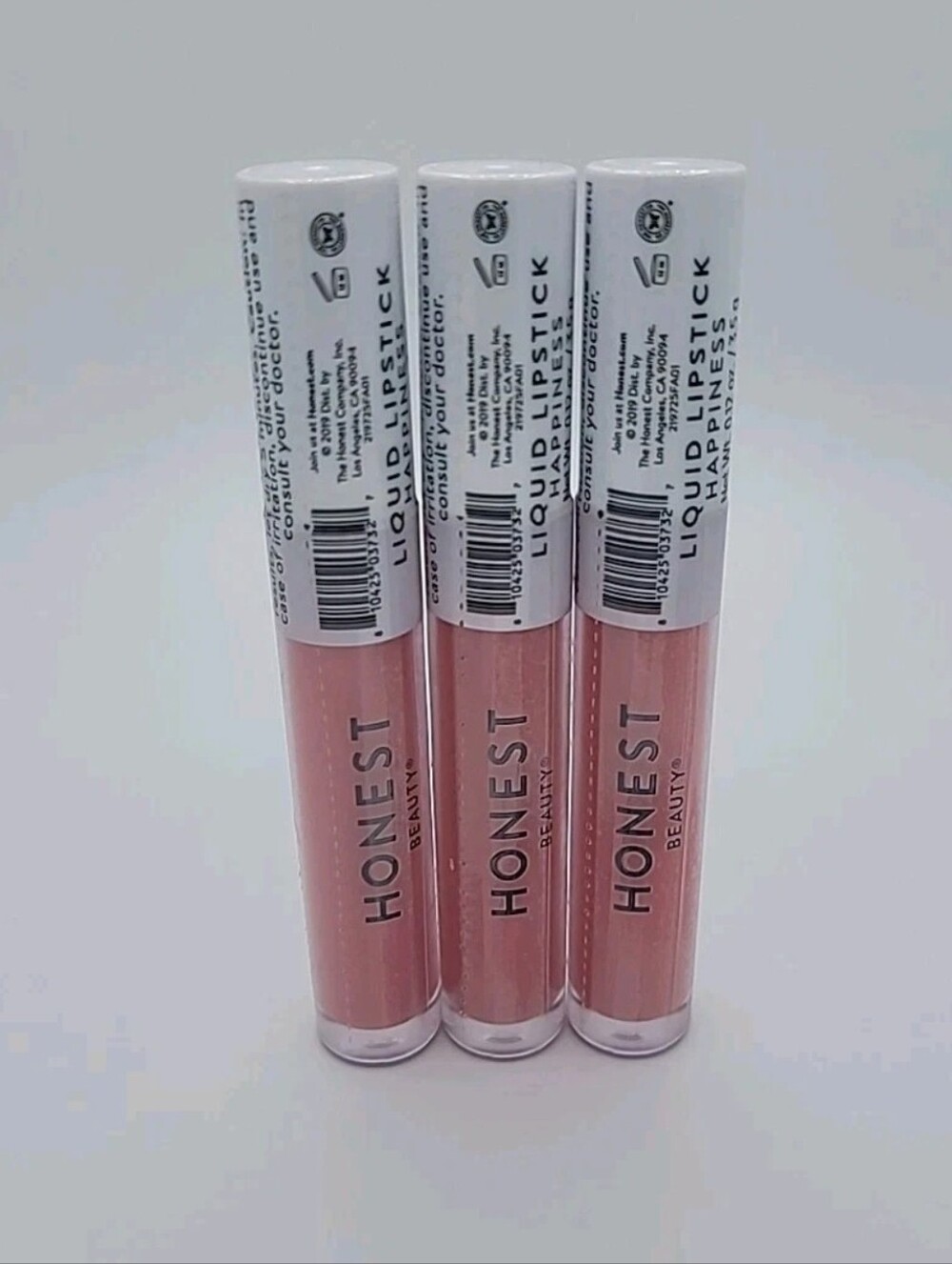 NEW 3x Honest Beauty Hydrating Liquid Lipstick Happiness 0.12 oz Each SEALED